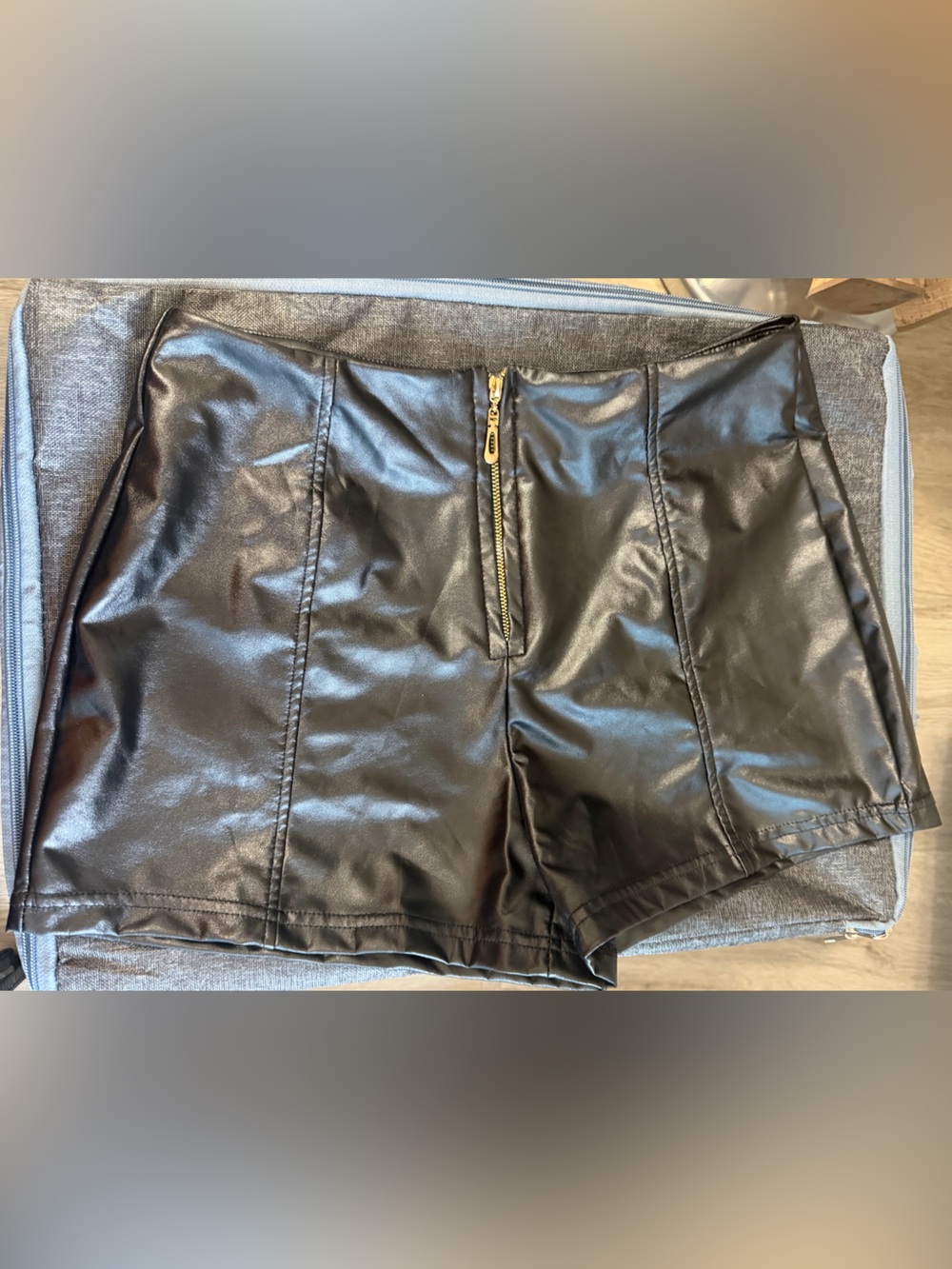 NWOT Faux Leather High-Waist Women’s Shorts with Front Zip